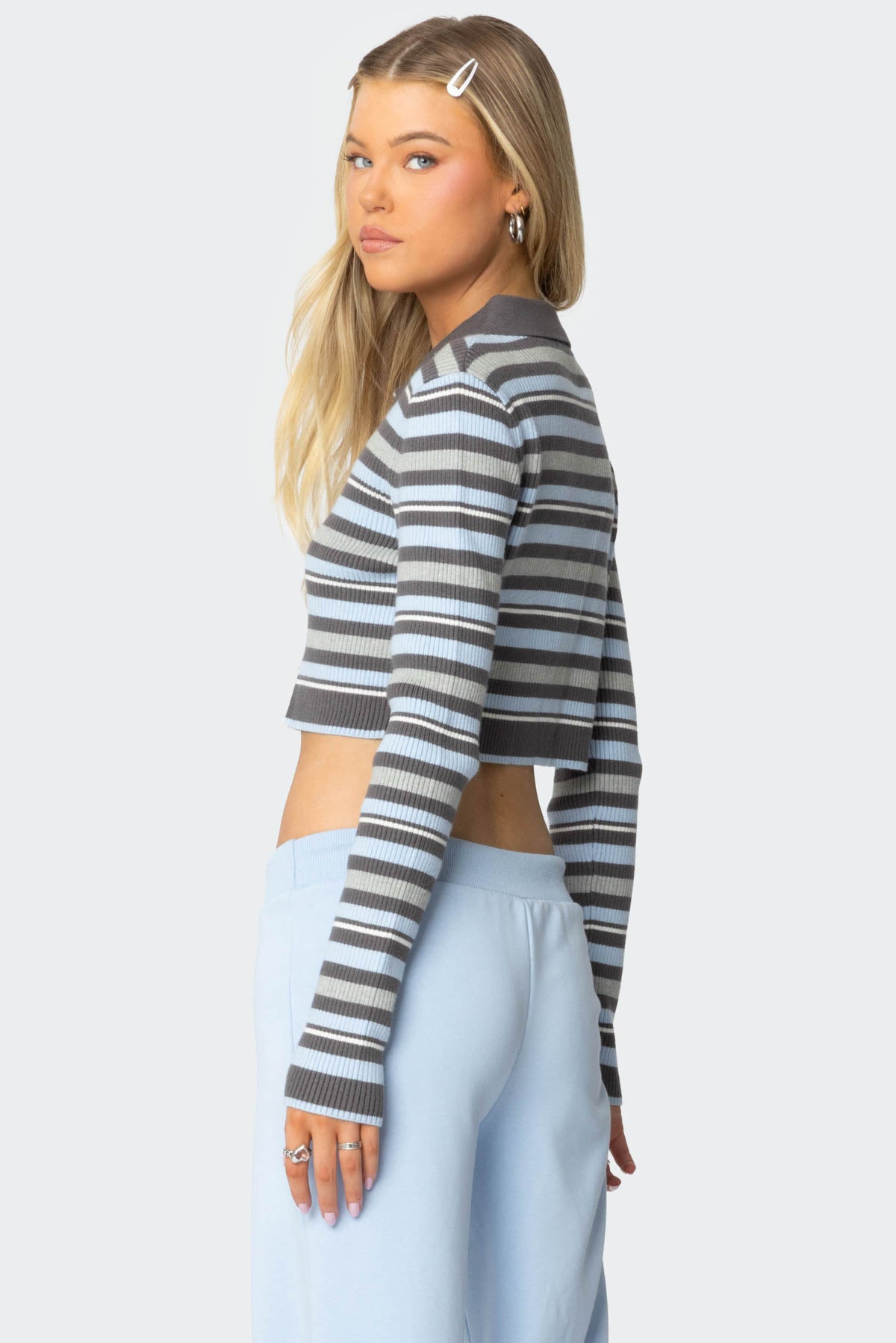 Giulia Stripey Ribbed Knit Top