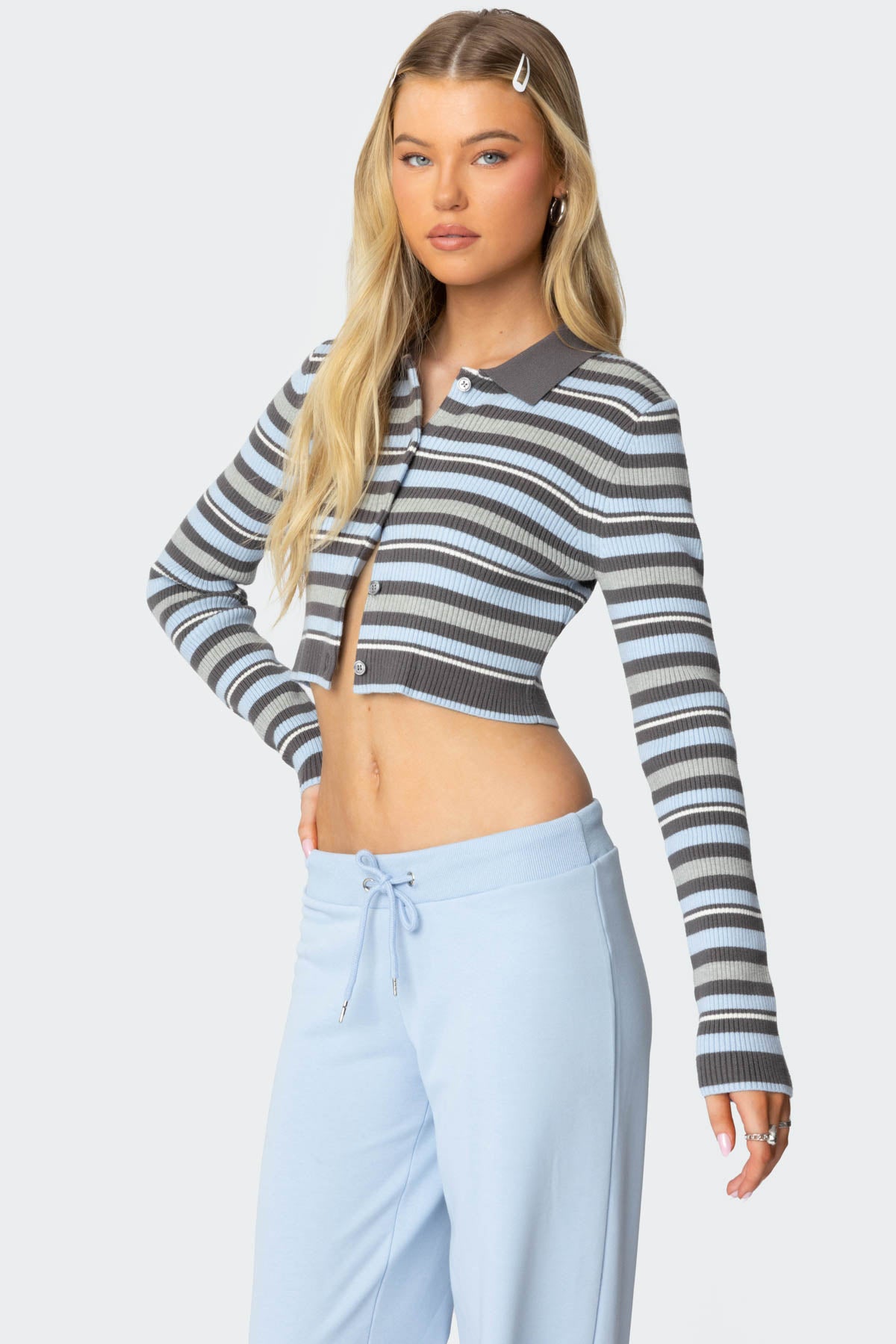 Giulia Stripey Ribbed Knit Top