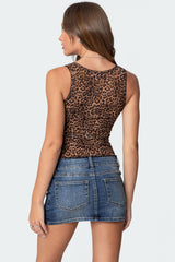 Laur Leopard Printed Cupped Top