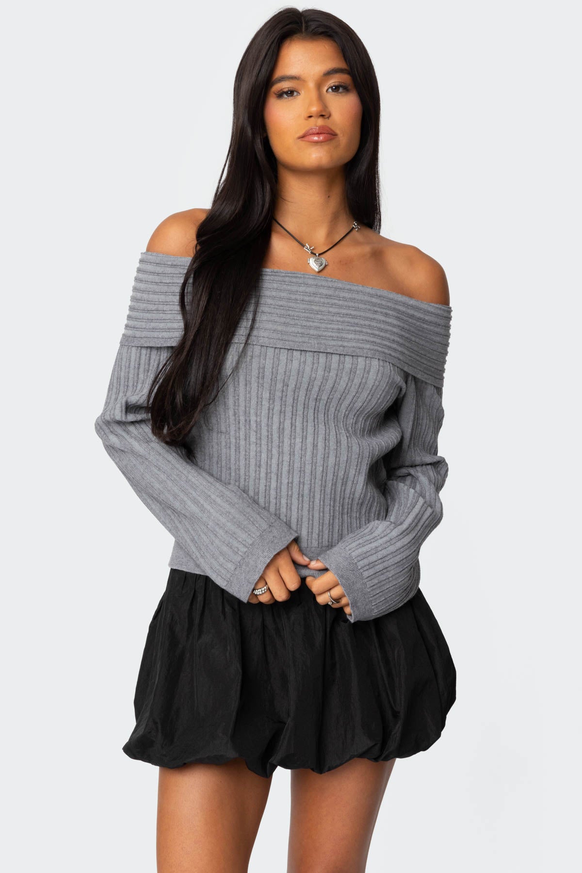 Brandy Fold Over Ribbed Sweater