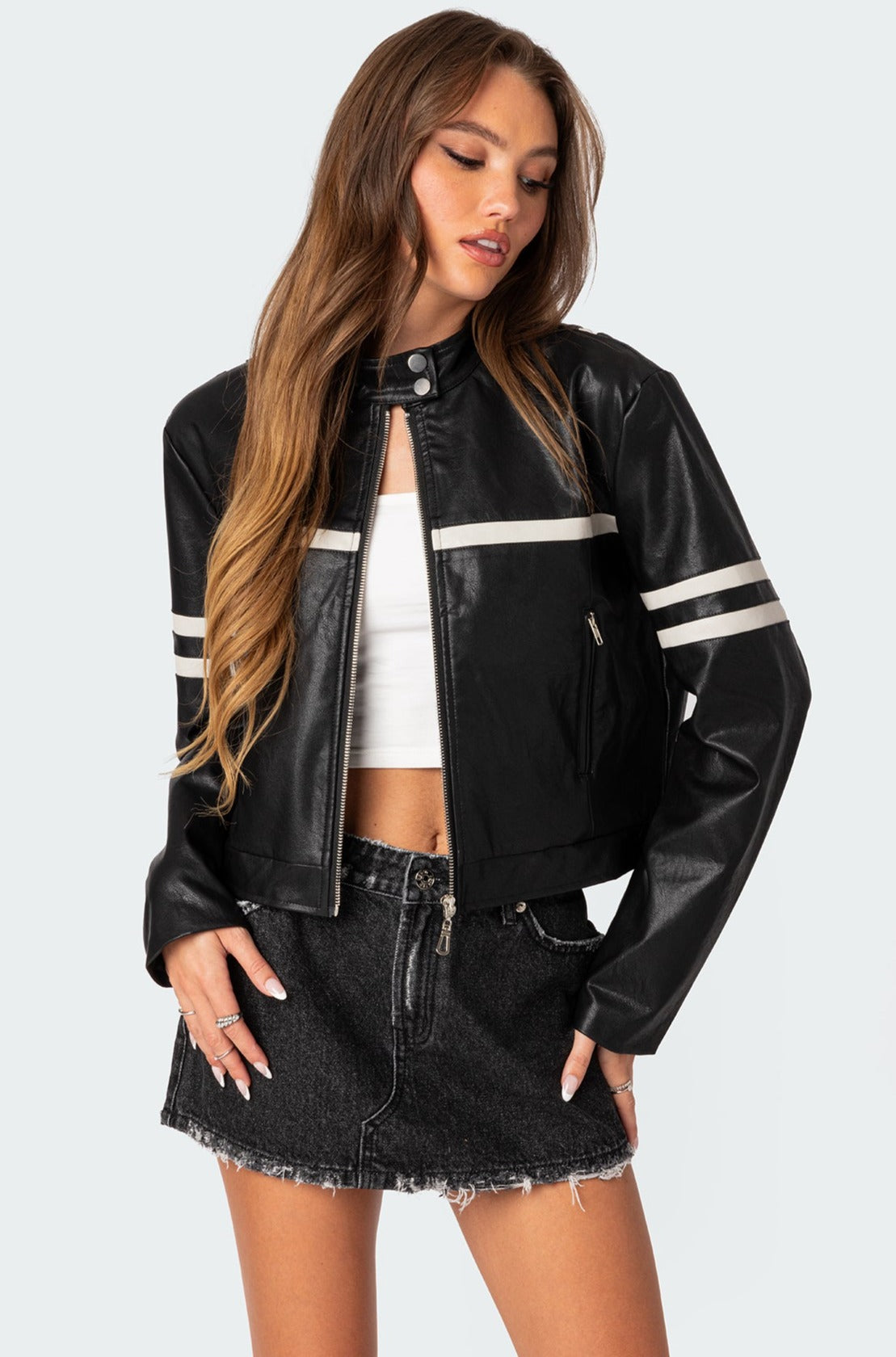 Rockstar Oversized Faux Leather Jacket – edikted