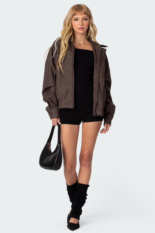 Mori Oversized Faux Leather Jacket