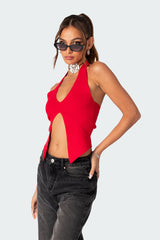 Sculpt Knitted Split Front Top