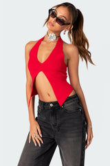 Sculpt Knitted Split Front Top