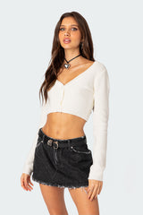 V Neck Cropped Cardigan