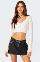 V Neck Cropped Cardigan