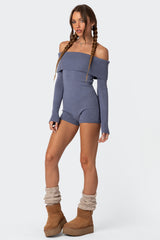 Pandorah Off Shoulder Knitted Romper