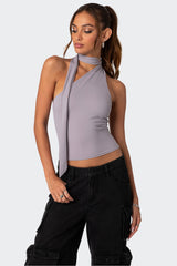 Melony Asymmetric Scarf Top