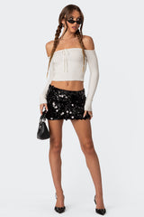 Sabina Low-Rise Sequin Mini Skirt