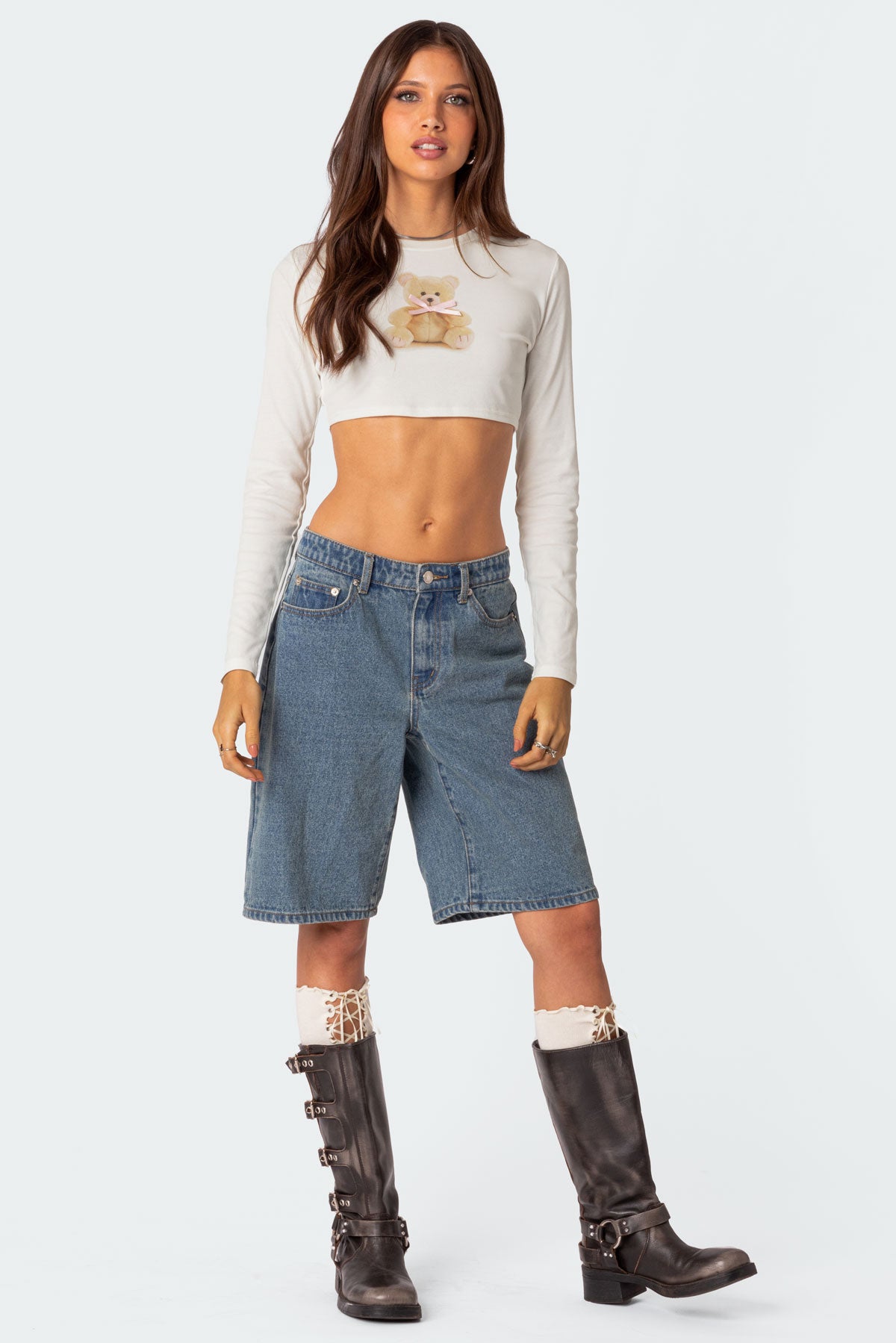Ted Cropped Long Sleeve T Shirt