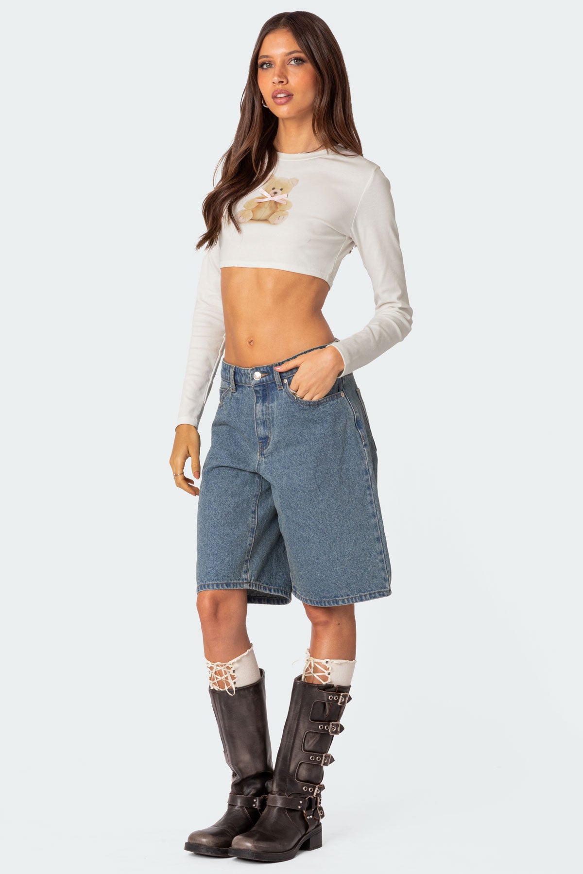 Ted Cropped Long Sleeve T Shirt