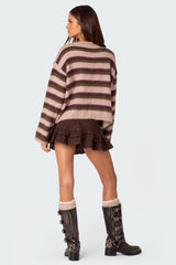 Oversized Fuzzy Striped Sweater