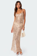 Sequin Sheer Mesh Maxi Dress