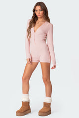 Lillian Button Front Knit Romper