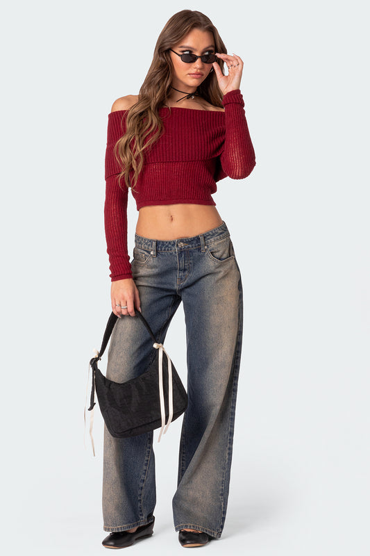 Lili fold over knit top