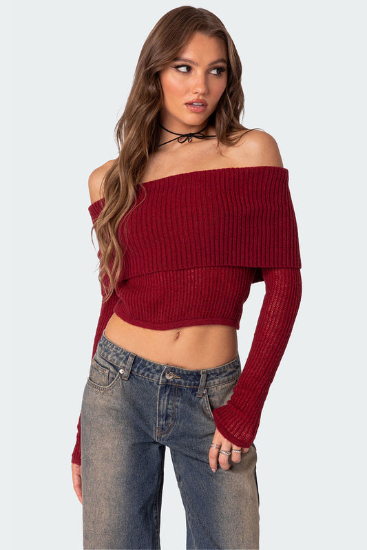 Lili Off Fold Over Knit Top