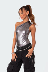 Feona Gathered Metallic Bodysuit