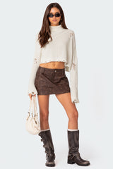 Euphoria Washed Faux Leather Mini Skirt