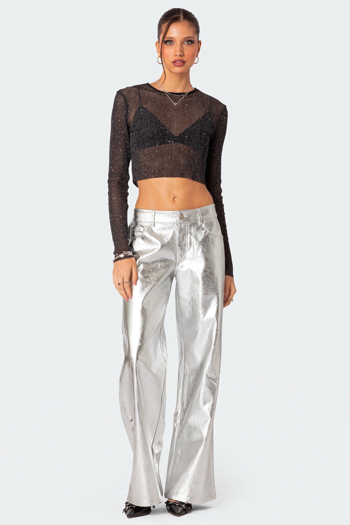 Marly Sheer Shimmer Sequin Top