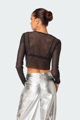 Marly Sheer Shimmer Sequin Top