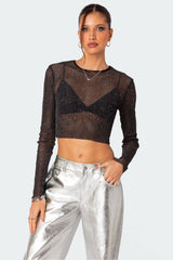 Marly Sheer Shimmer Sequin Top