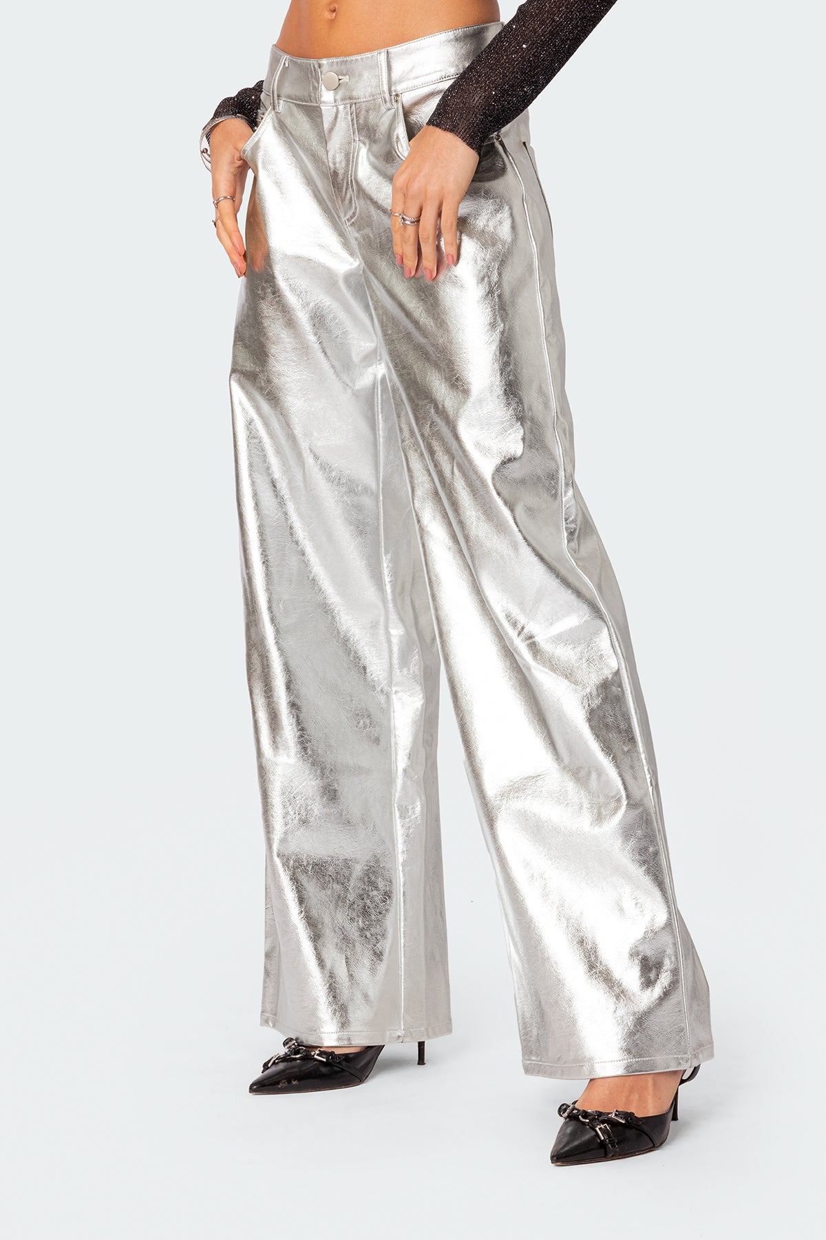 Kim Metallic Faux Leather Pants