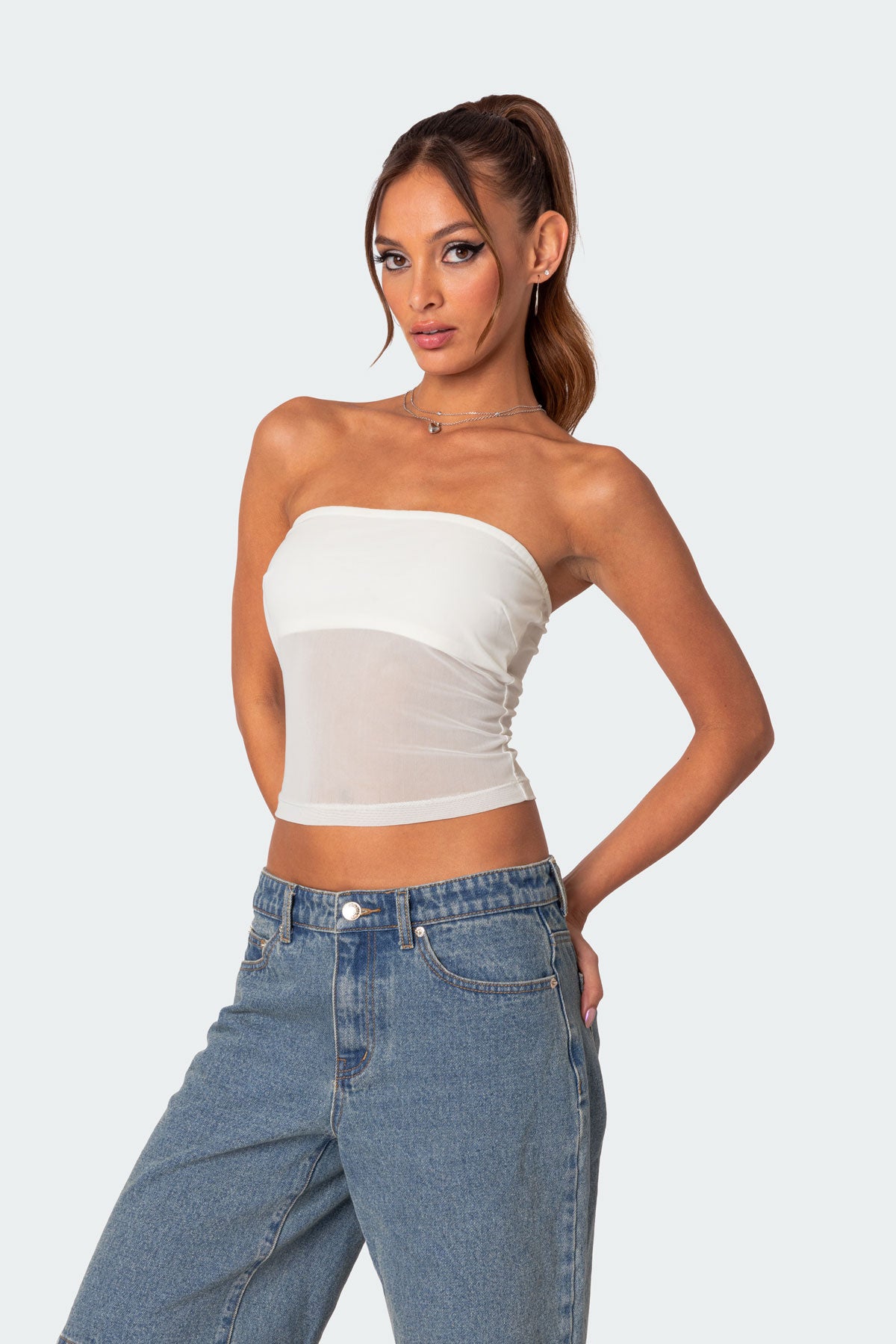 Celestia Sheer Mesh Tube Top