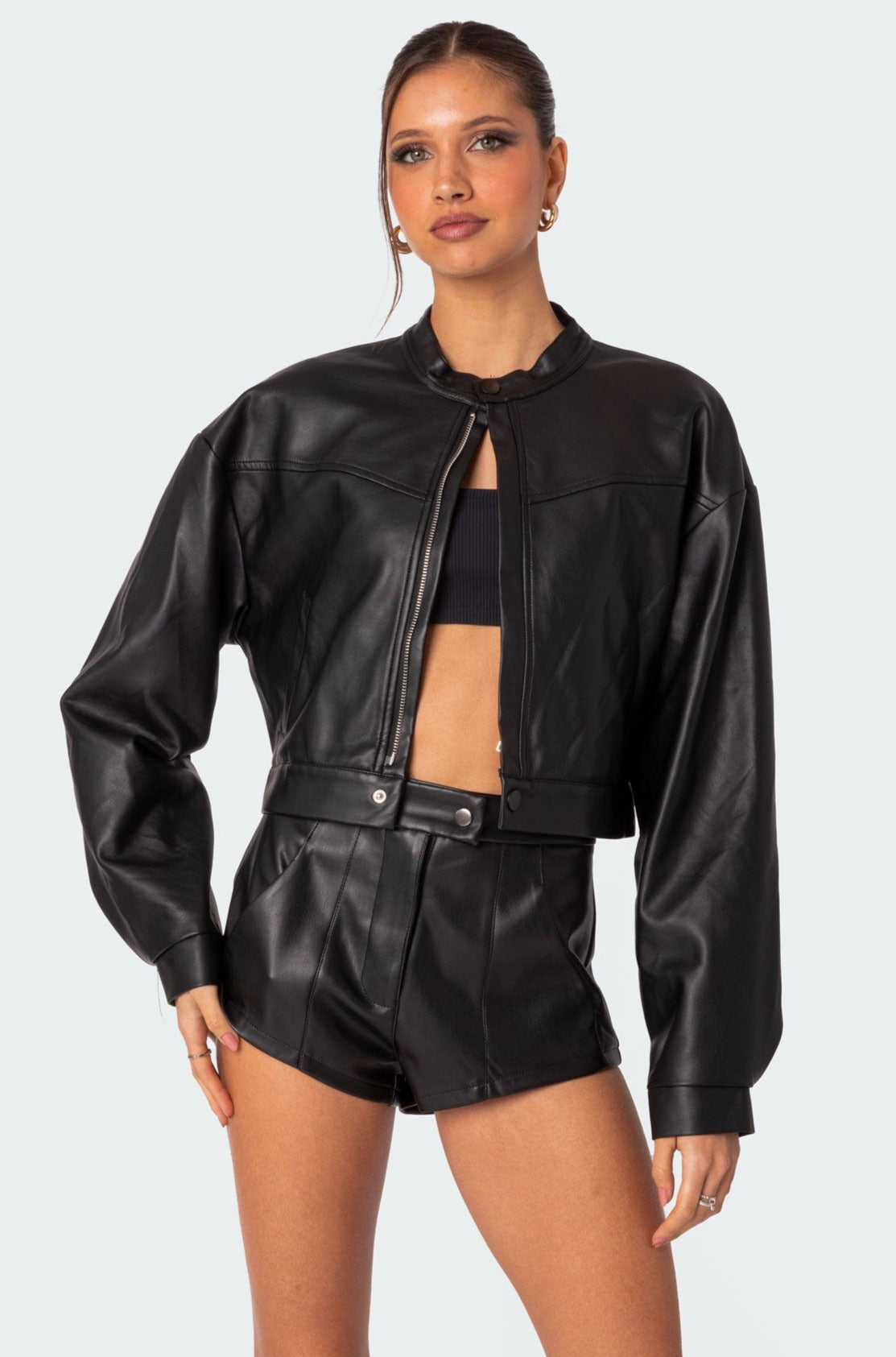 Ramona Faux Leather Cropped Jacket – edikted