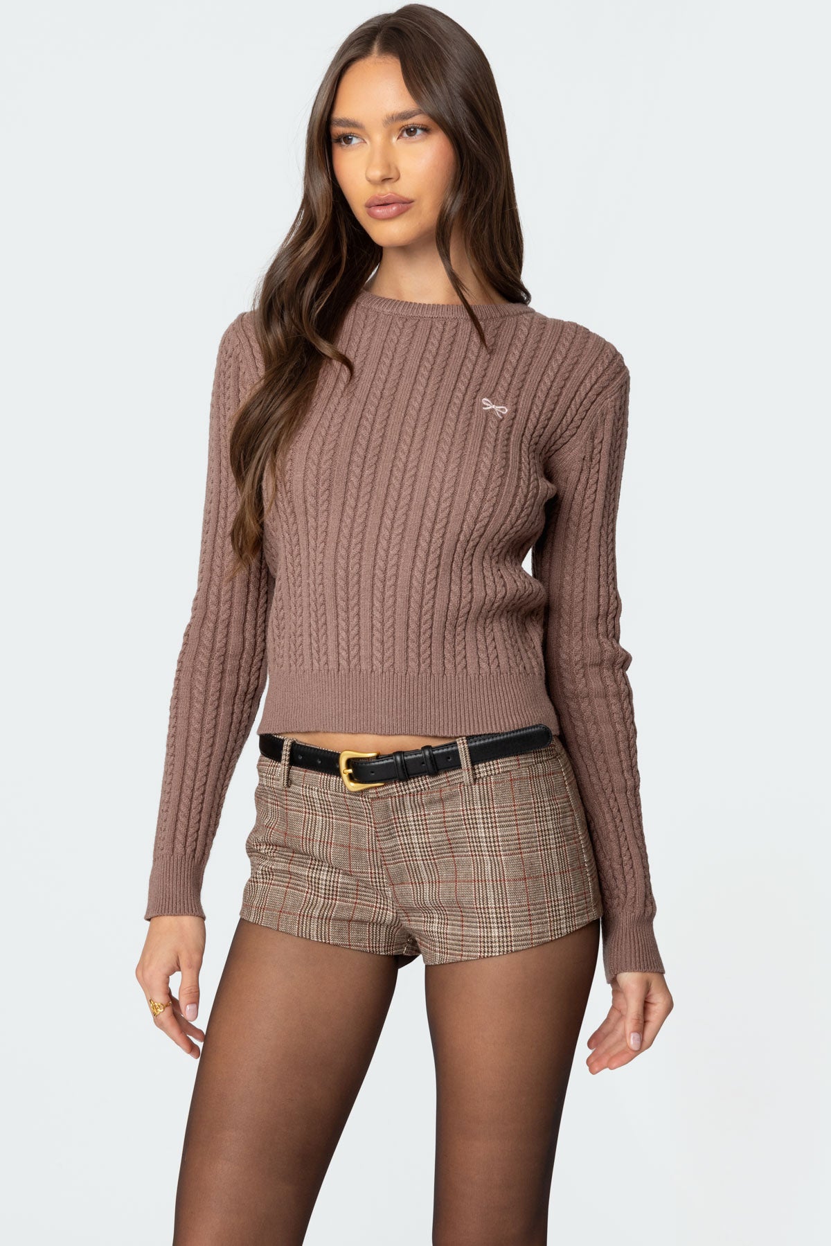 Beverly Bow Cable Knit Sweater