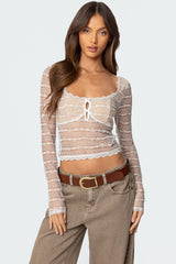 Heart & Bow Sheer Lace Top