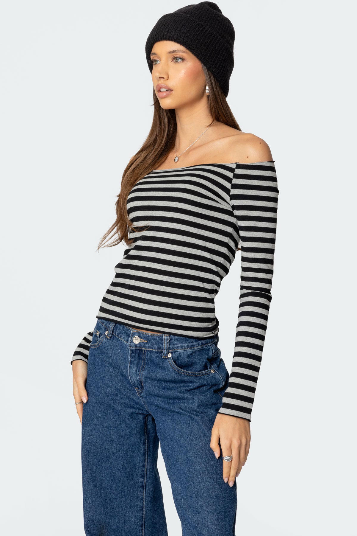 Nelligan Striped Off Shoulder Top