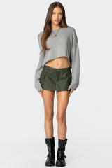 Faux Leather Cargo Micro Skort