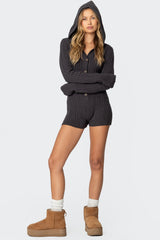 Hooded Cable Knit Romper