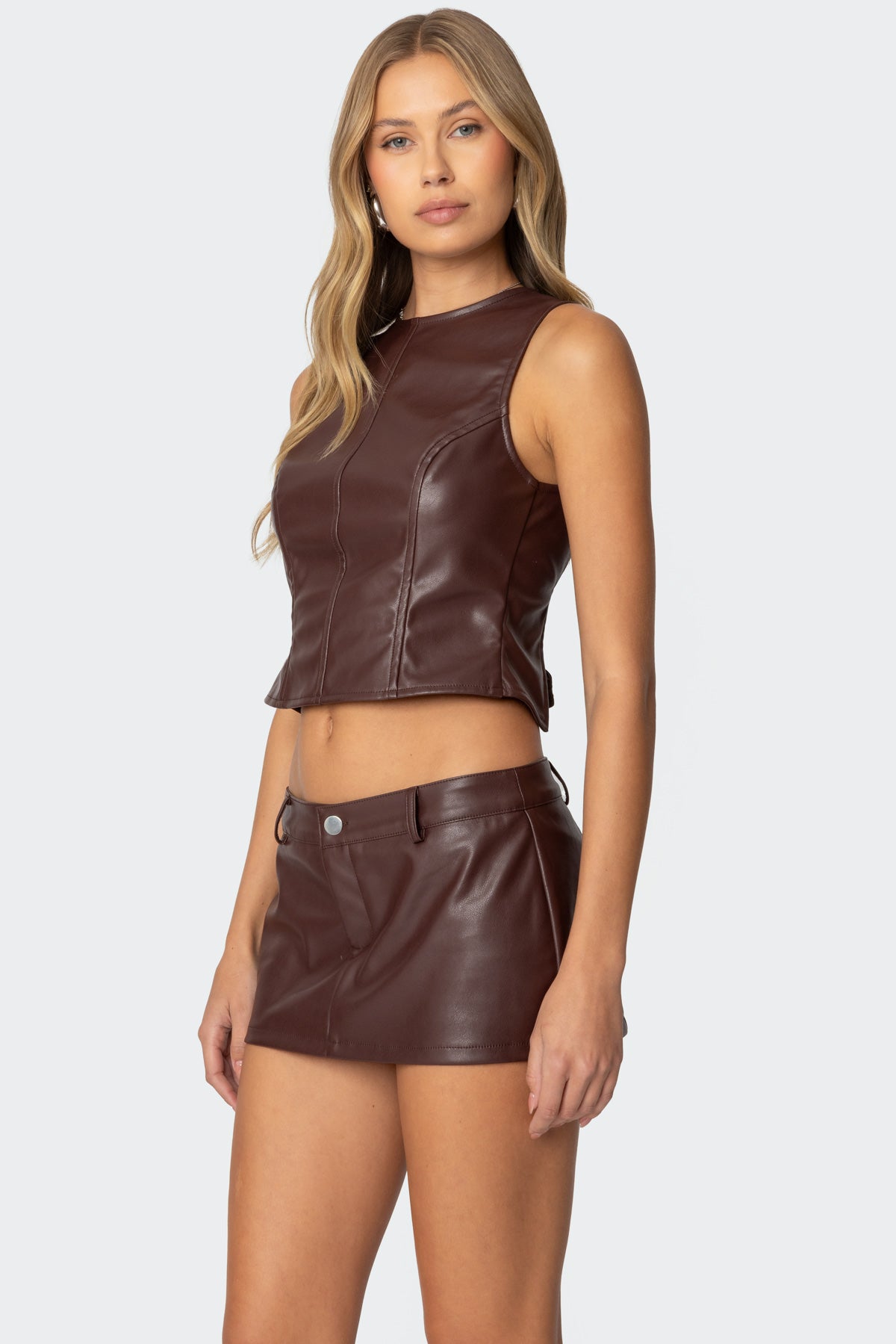 Frances Backless Faux Leather Top