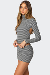 Leana Striped Turtle Neck Top