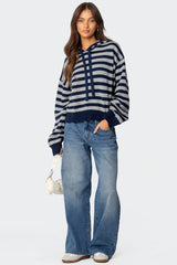 Striped Hooded Knit Sweater