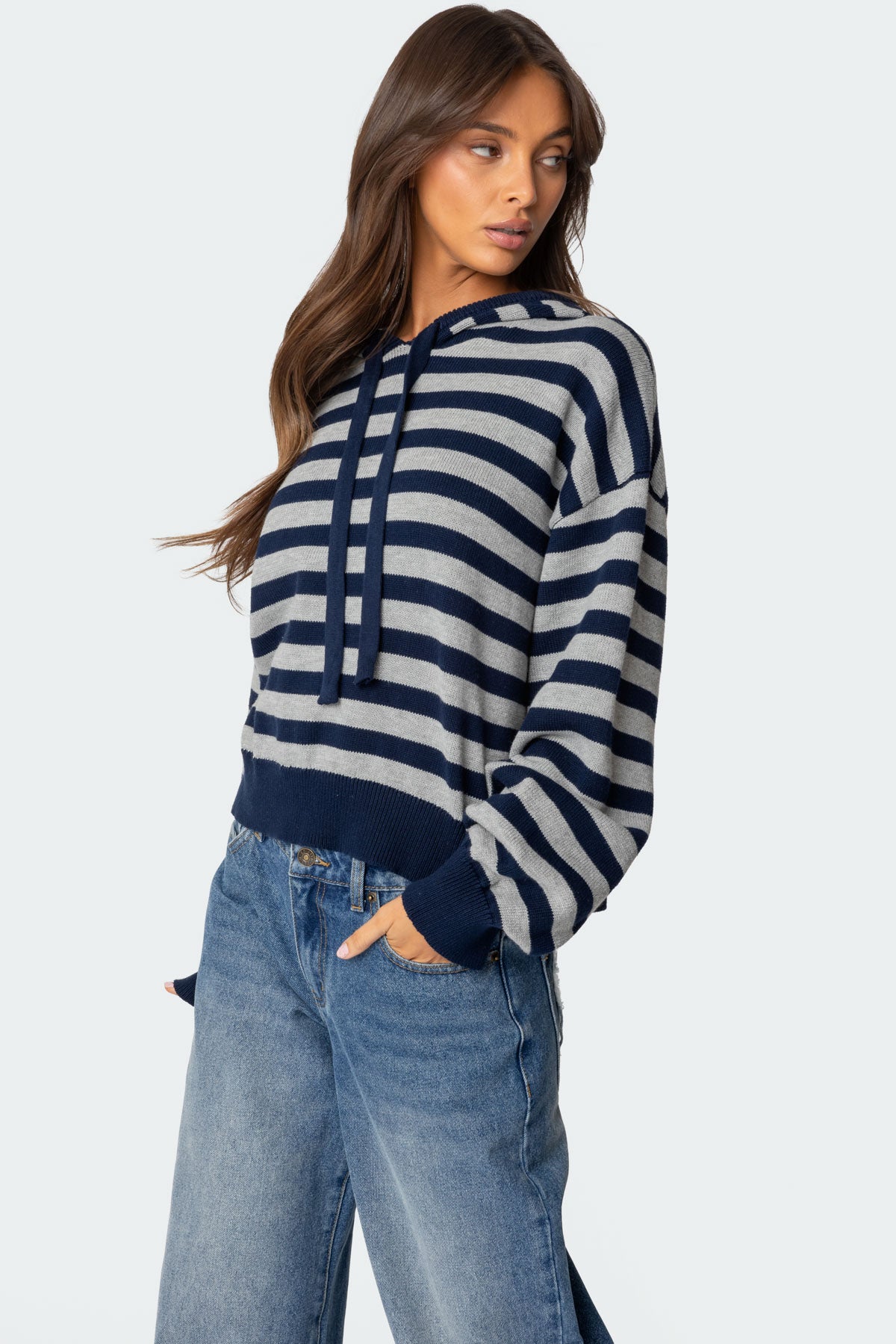 Striped Hooded Knit Sweater