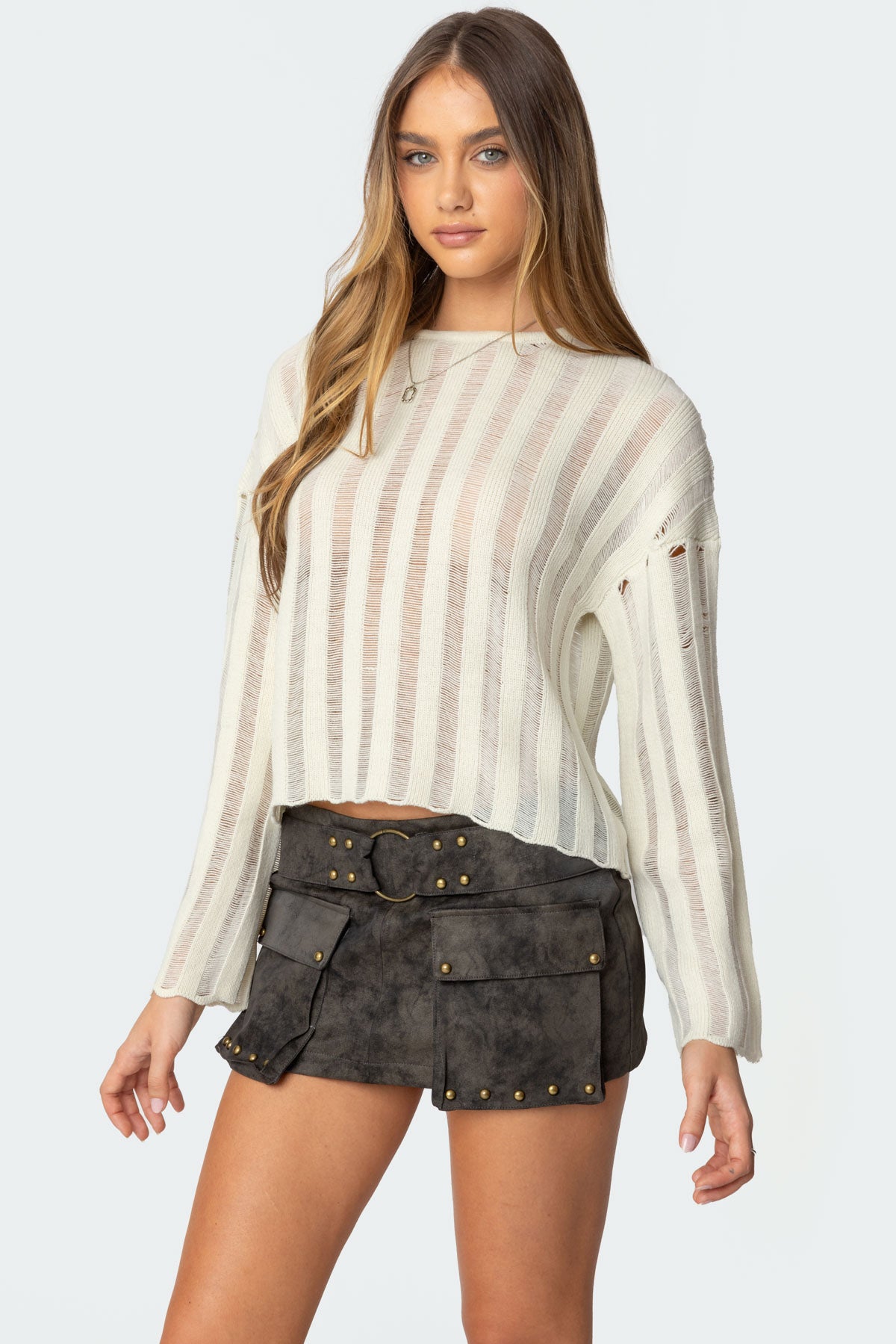 Stripey Shredded Sweater