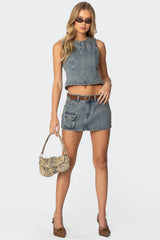 Quinlan Denim Cargo Mini Skirt