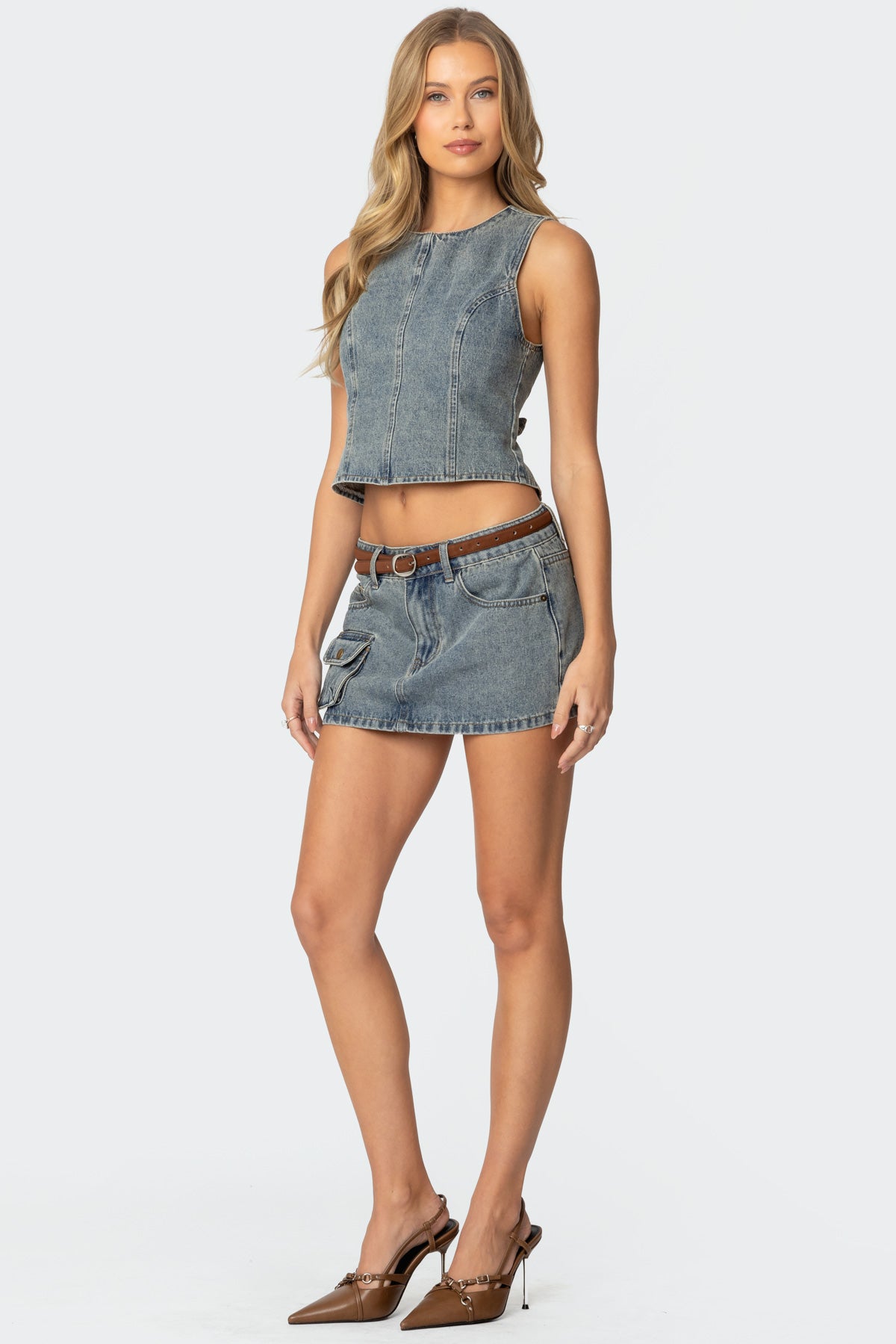 Quinlan Open Back Denim Top