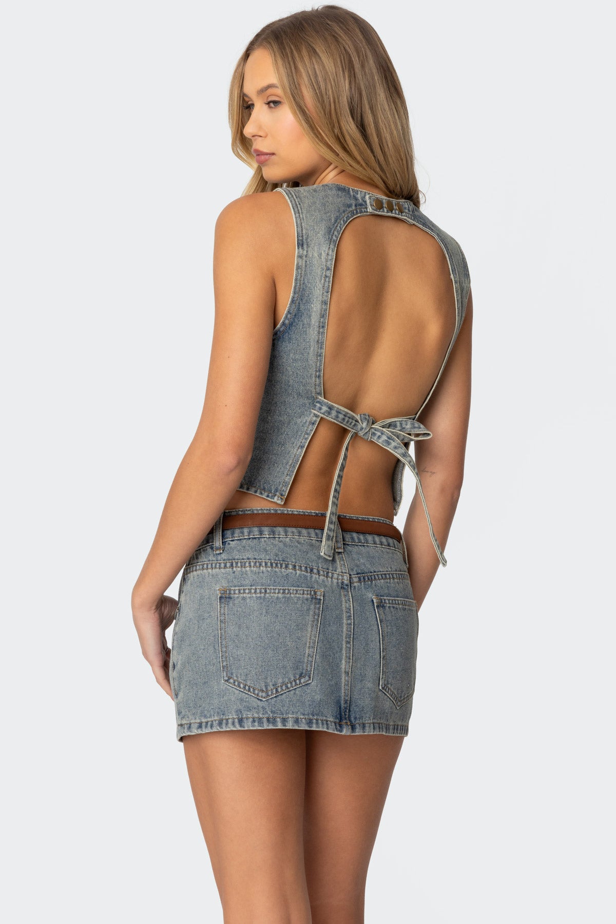 Quinlan Open Back Denim Top