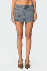 Quinlan Denim Cargo Mini Skirt