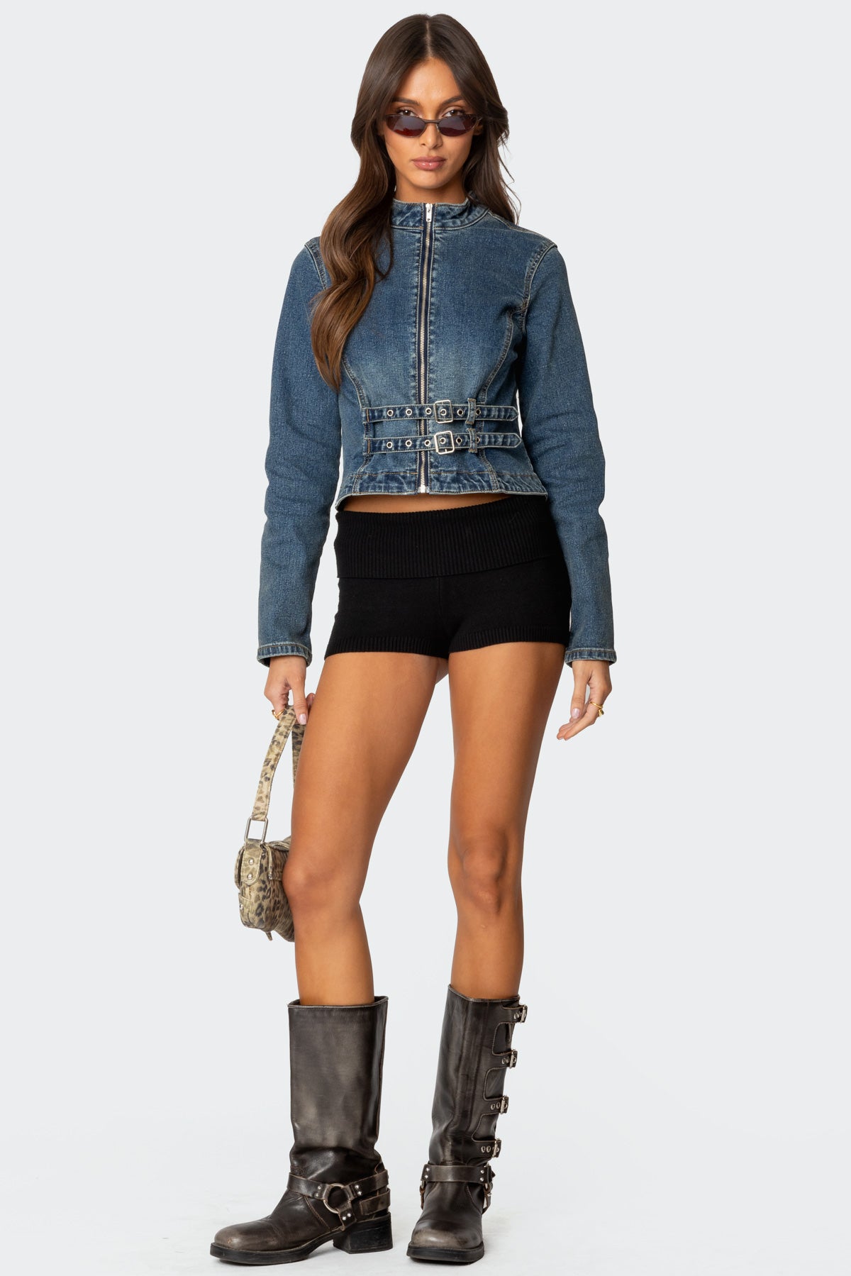 Double Buckle Denim Jacket