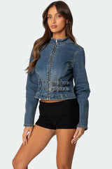 Double Buckle Denim Jacket