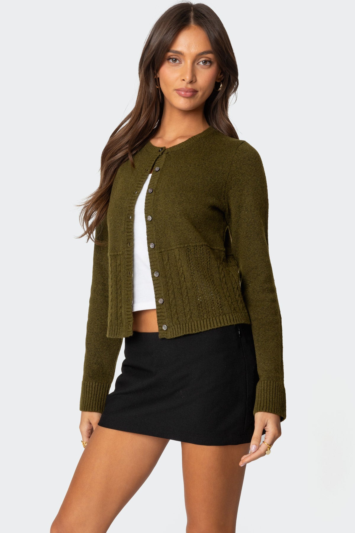 Half Cable Knit Cardigan