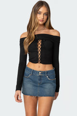 Lace Up Fold Over Top