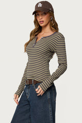 Roma Striped Henley Top