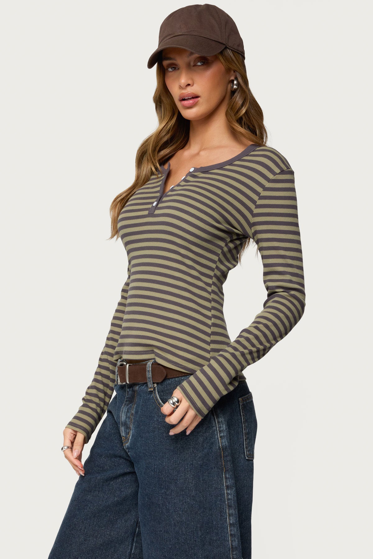 Roma Striped Henley Top