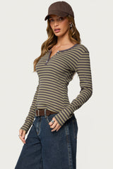 Roma Striped Henley Top