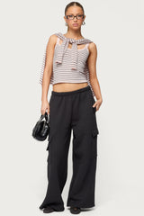 Petite Wide Leg Cargo Sweatpants